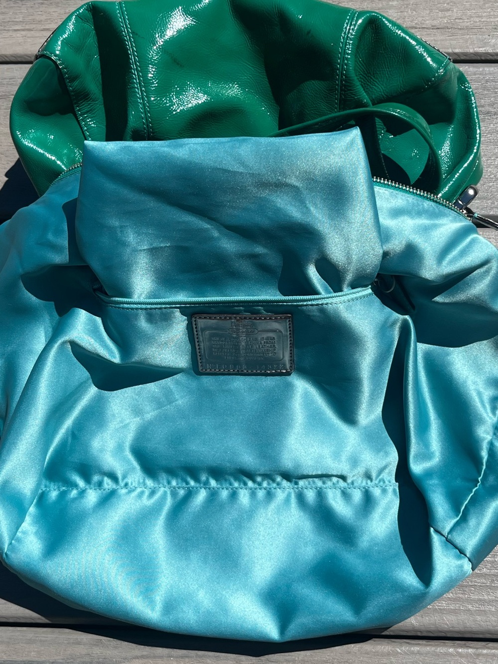 Coach; Emerald Green; Patent Leather; Duel Handle; Medium Satchel; Minimal Wear - Picture 14 of 15